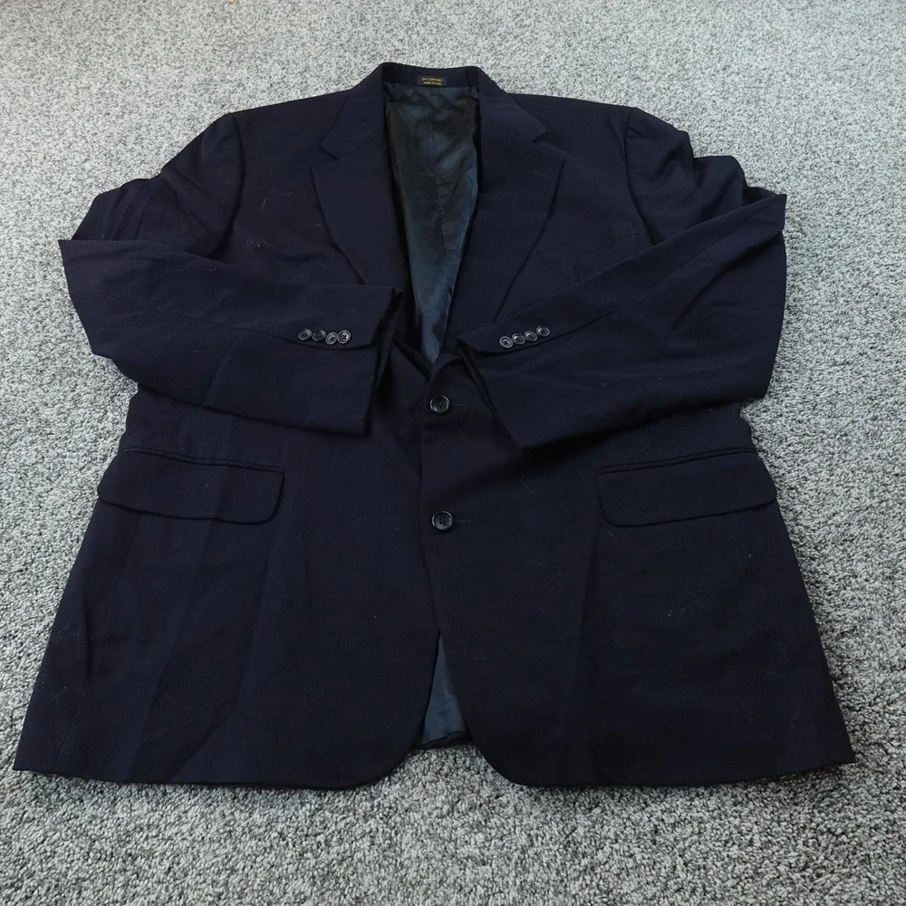 VTG LL Bean Blazer Mens 46T Blue Wool Stretch Sport Coat Suit Jacket Top USA 90s